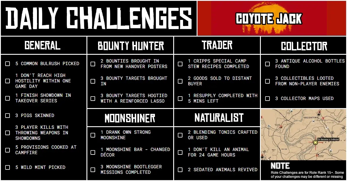 Red Dead Online Daily Challenges for Wednesday 24 July