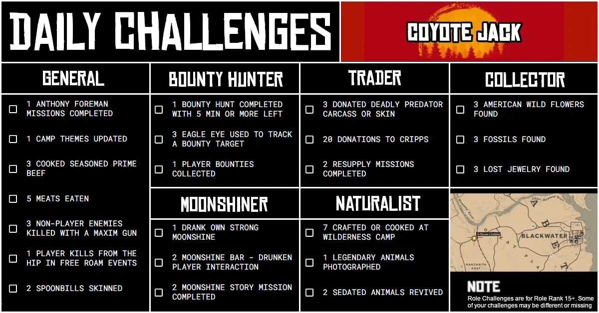 Red Dead Online Daily Challenges for Saturday 21 December